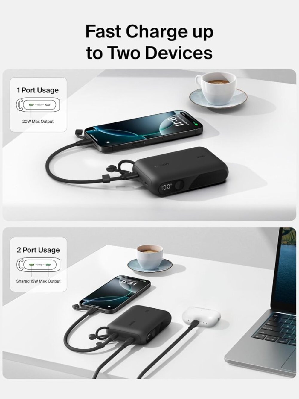 Belkin Slim 10,000mAh USB-C Portable Charger Power Bank - Black - Picture 9 of 10